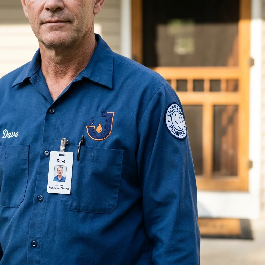 Licensed plumber showing ID badge in Collingswood, NJ