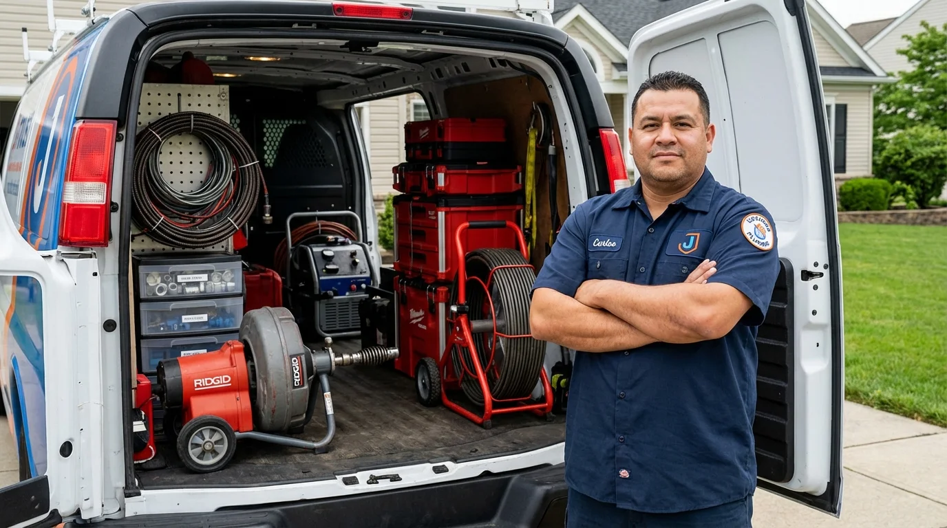 Professional drain cleaning equipment and Johns Plumbing LLC plumber in Collingswood
