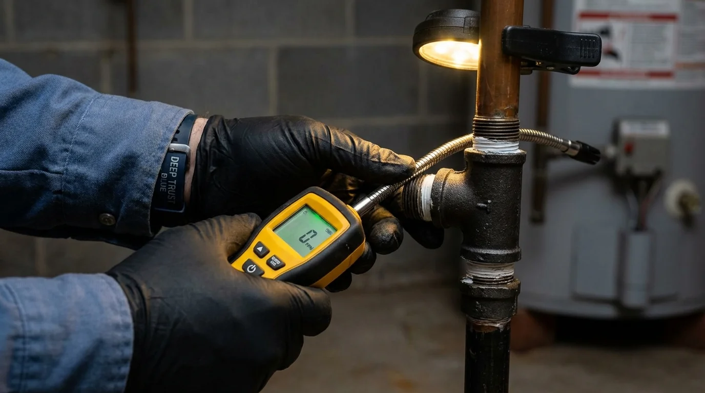 Gas leak detection with electronic sniffer by Johns Plumbing LLC in Collingswood