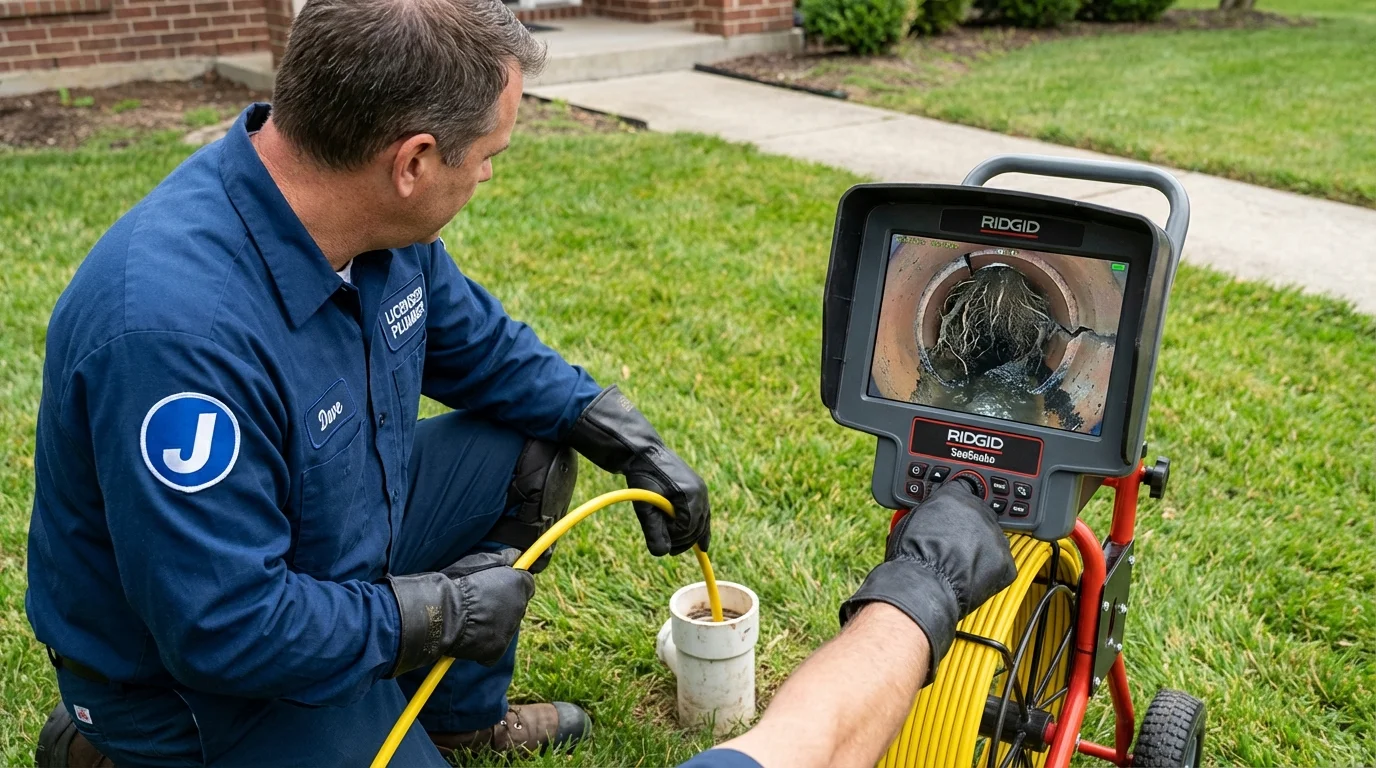Sewer camera inspection being performed by Johns Plumbing LLC in Collingswood