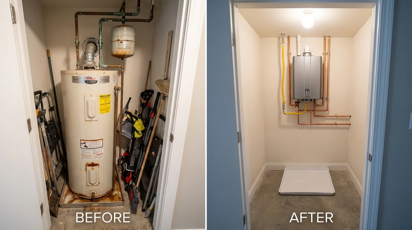Tank water heater versus wall-mounted tankless unit comparison for Collingswood, NJ homeowners