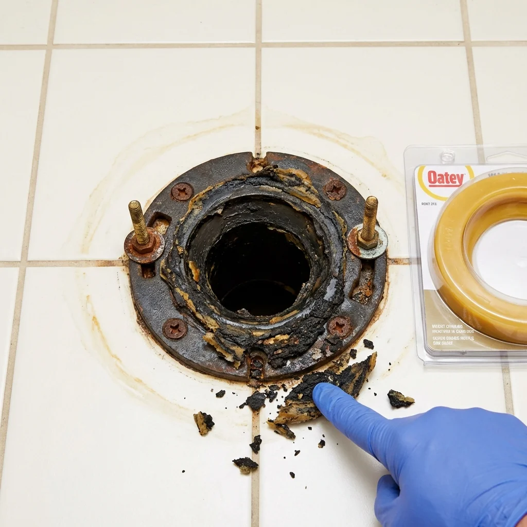 Failed wax ring showing water seepage at the base of a toilet in a Collingswood, NJ home
